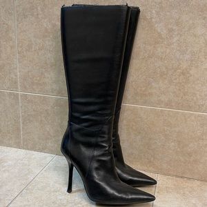 Guess Black Leather Knee Boots